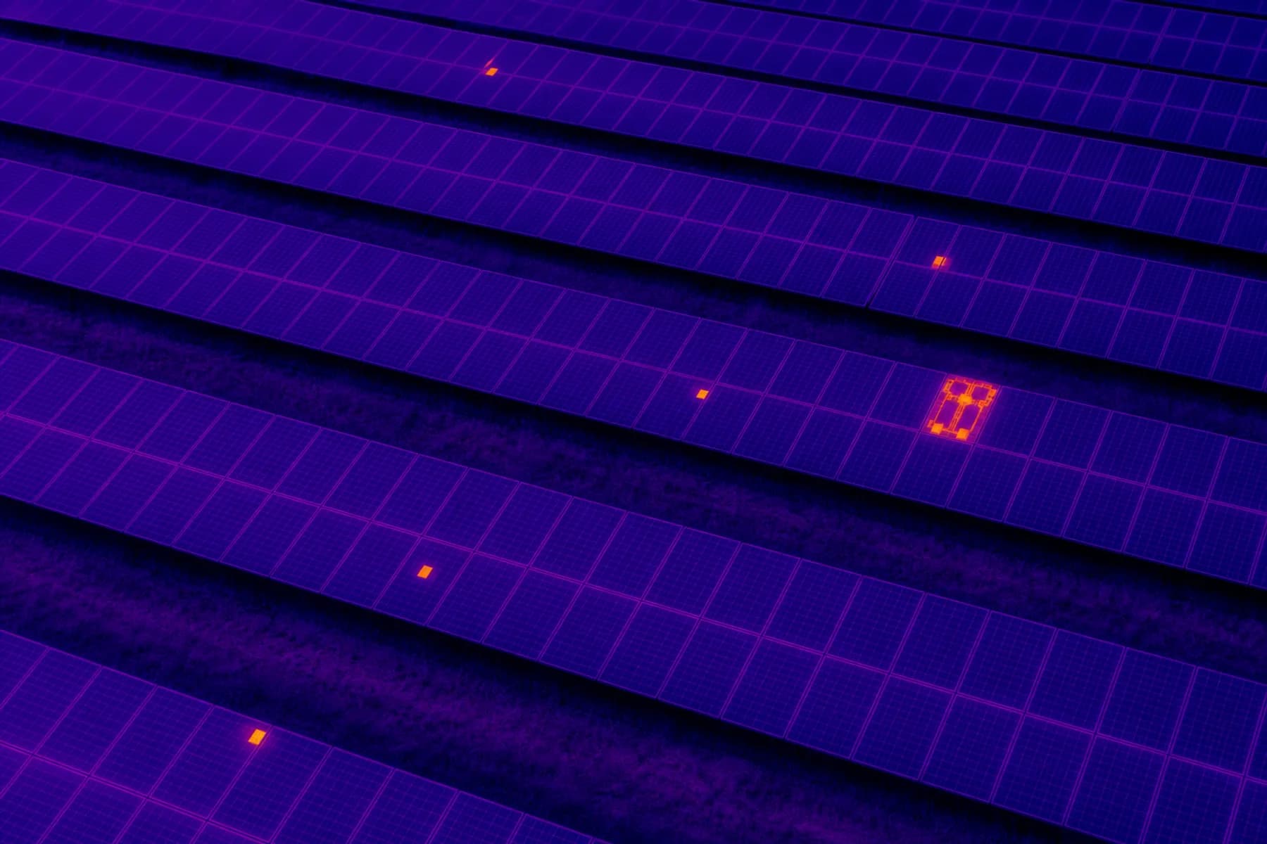 Radiometric thermal view of solar modules with isolated localized hotspots